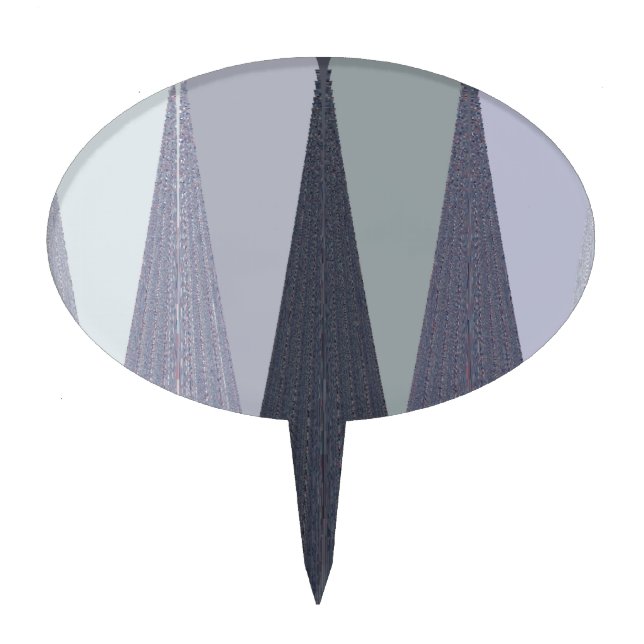 Ash Gray Chevron Dots Art Print Cake Topper (Front)
