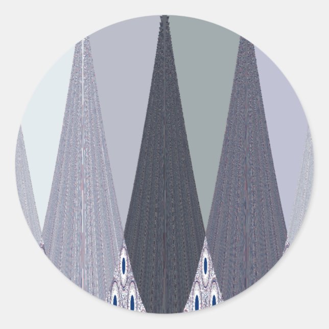 Ash Gray Chevron Dots Art Print Classic Round Sticker (Front)