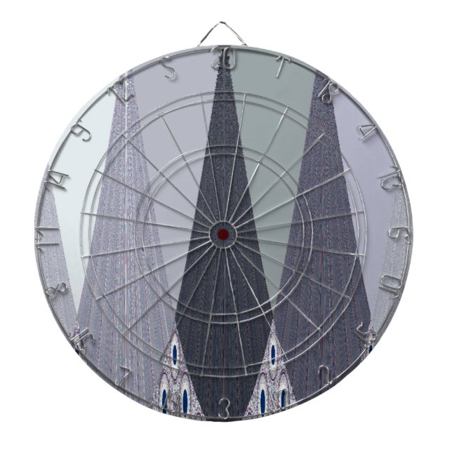 Ash Gray Chevron Dots Art Print Dartboard (Front)