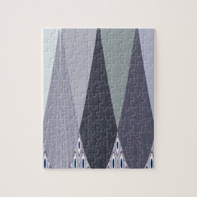 Ash Gray Chevron Dots Art Print Jigsaw Puzzle (Vertical)
