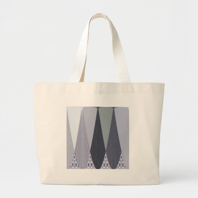 Ash Gray Chevron Dots Art Print Large Tote Bag (Front)