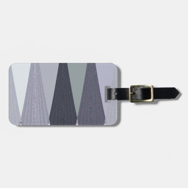 Ash Gray Chevron Dots Art Print Luggage Tag (Front Horizontal)