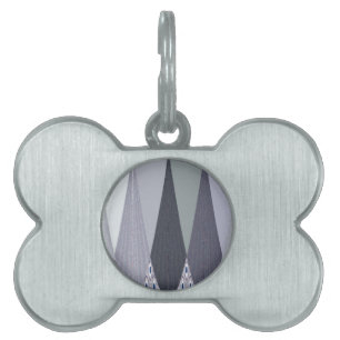 Ash Gray Chevron Dots Art Print Pet Name Tag