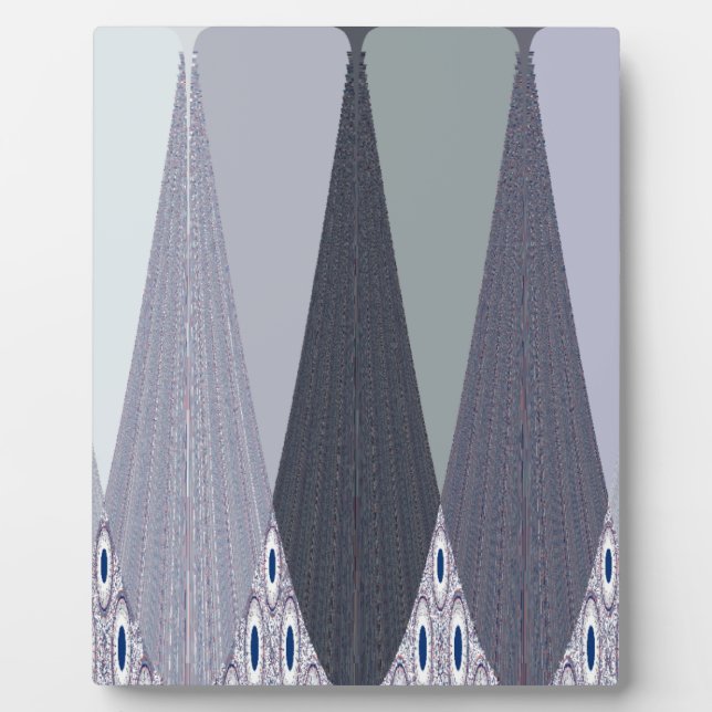 Ash Gray Chevron Dots Art Print Plaque (Front)