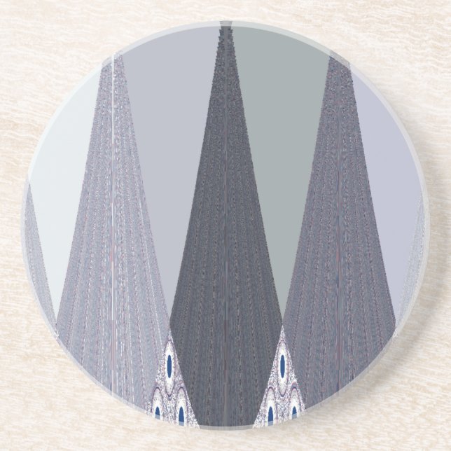Ash Gray Chevron Dots Art Print Sandstone Coaster (Front)