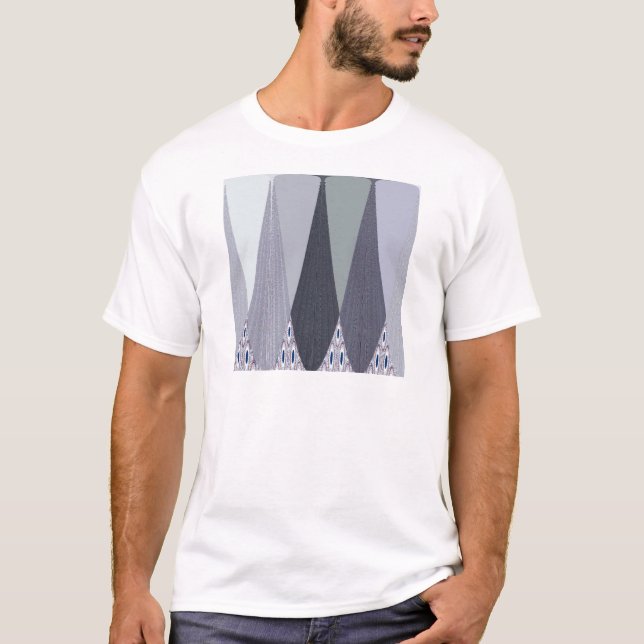 Ash Gray Chevron Dots Art Print T-Shirt (Front)
