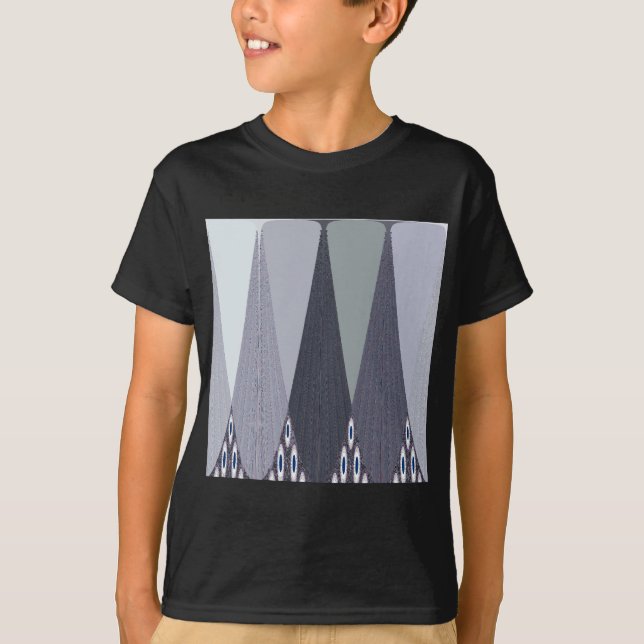 Ash Gray Chevron Dots Art Print T-Shirt (Front)