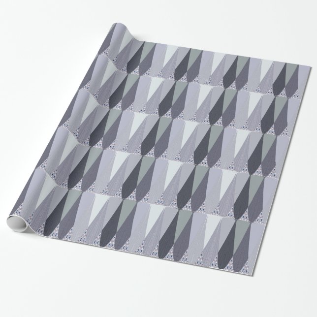Ash Gray Chevron Dots Art Print Wrapping Paper (Unrolled)