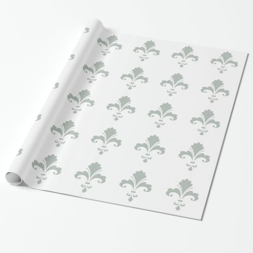 Ash Gray Fleur de lis Wrapping Paper