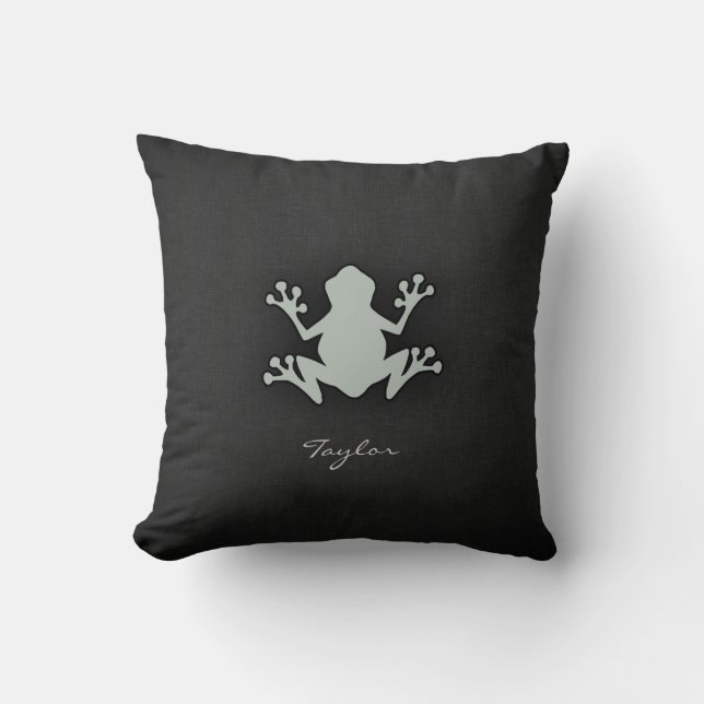 Ash Gray Frog Throw Pillow (Front)