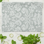 Ash Gray; Grey Damask Pattern Kitchen Towel (Folded)
