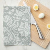 Ash Gray; Grey Damask Pattern Kitchen Towel (Quarter Fold)