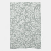 Ash Gray; Grey Damask Pattern Kitchen Towel (Vertical)