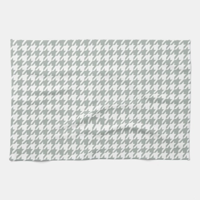 Ash Gray; Grey Houndstooth Kitchen Towel (Horizontal)