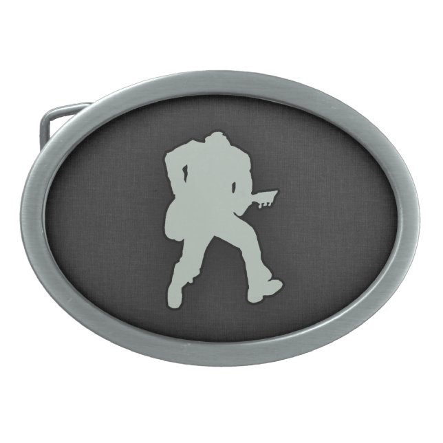 Ash Gray Guitar Player Belt Buckle (Front)