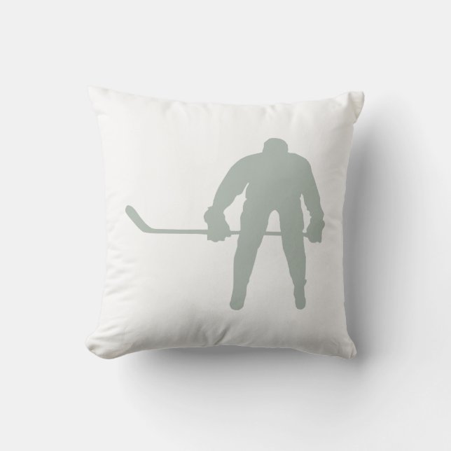 Ash Gray Hockey Throw Pillow (Front)