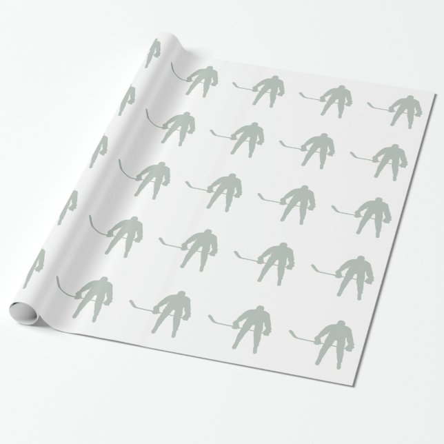 Ash Gray Hockey Wrapping Paper (Unrolled)