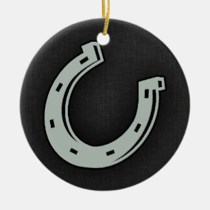 Ash Gray Horseshoe Ceramic Ornament