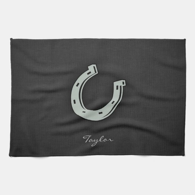 Ash Gray Horseshoe Kitchen Towel (Horizontal)