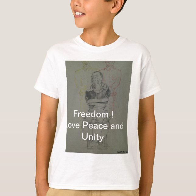 Ash Gray: Lovely Freedom Peace and Unity T-Shirt (Front)