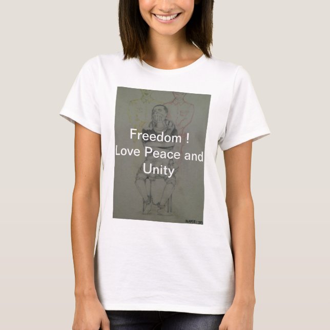 Ash Gray: Lovely Freedom Peace | Unity  T-Shirt (Front)
