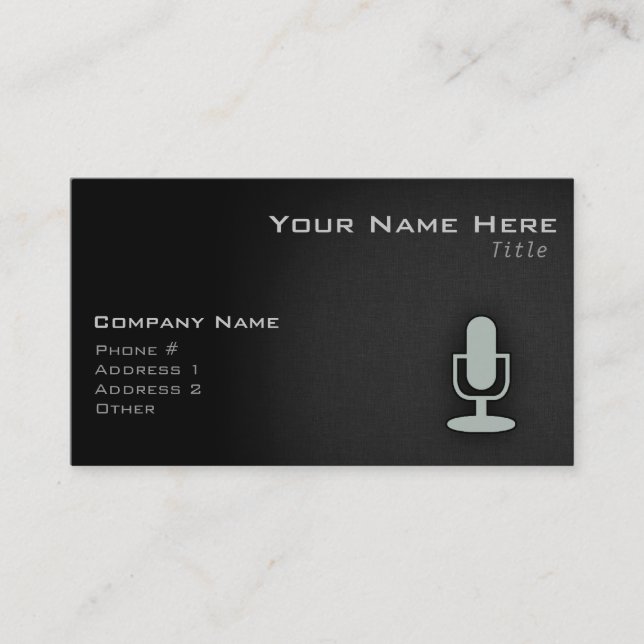 Ash Gray Microphone Business Card (Front)