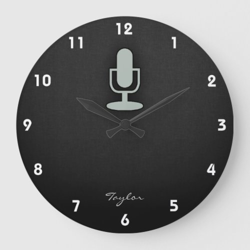 Ash Gray Microphone Large Clock