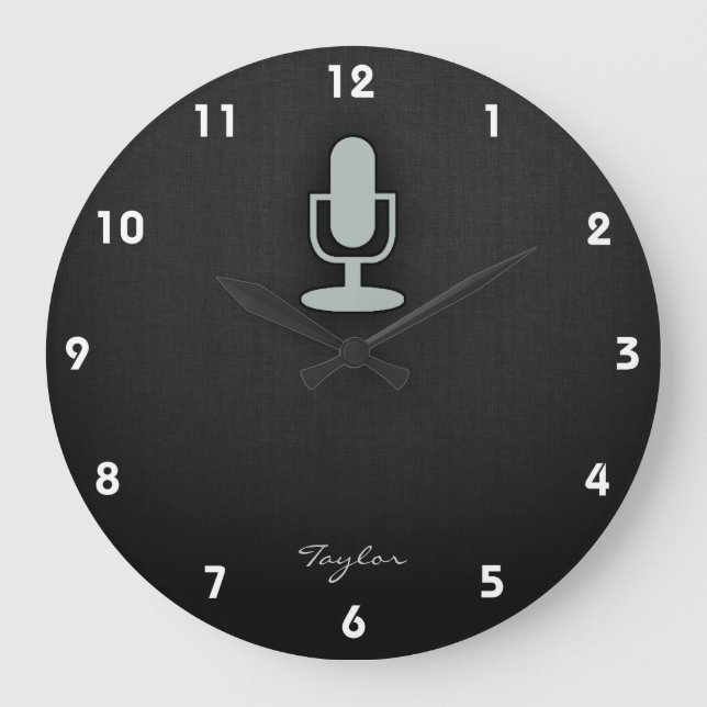 Ash Gray Microphone Large Clock (Front)