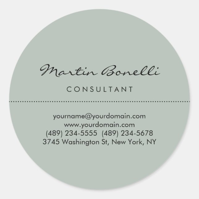 Ash Gray Minimalist Modern Plain Classic Round Sticker (Front)