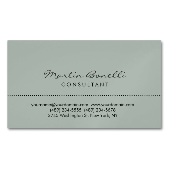 Ash Gray Modern Minimalist Plain Business Card Magnet (Front)