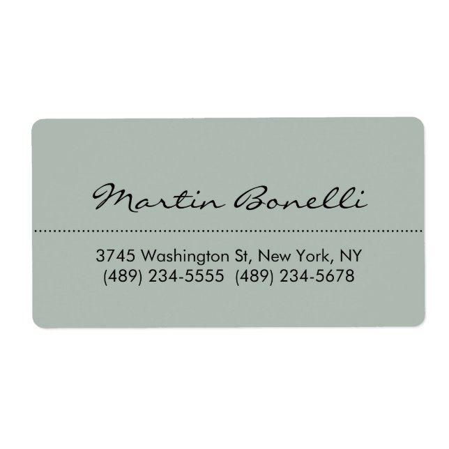 Ash Gray Modern Minimalist Plain Label (Front)