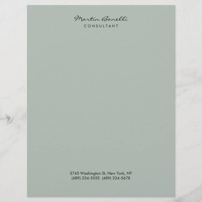 Ash Gray Modern Minimalist Plain Letterhead (Front)