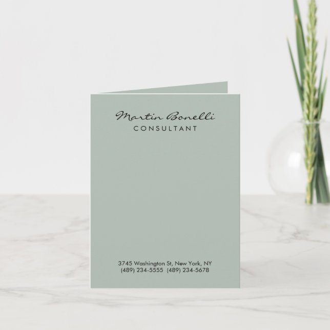 Ash Gray Modern Minimalist Plain Note Card (Front)