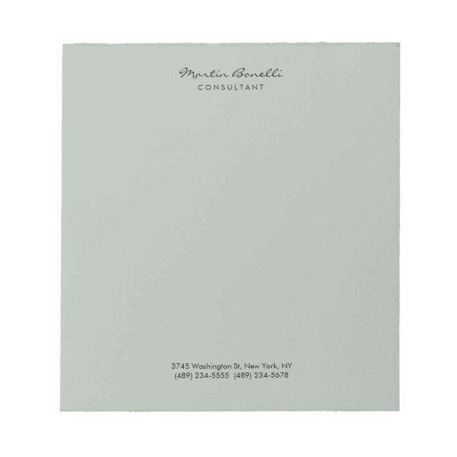 Ash Gray Modern Minimalist Plain Notepad (Front)