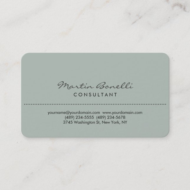 Ash Gray Rounded Corner Consultant Business Card (Front)