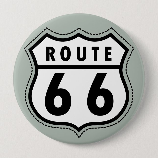 Ash Gray Route 66 Road sign Button (Front)