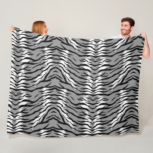 Ash Gray Tiger Skin Pattern Design  Fleece Blanket (In Situ)