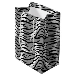 Ash Gray Tiger Skin Pattern Design Medium Gift Bag