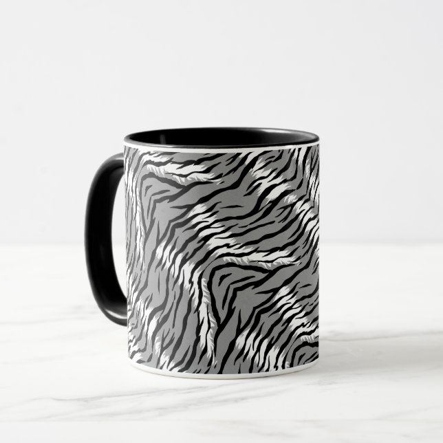 Ash Gray Tiger Skin Pattern Design  Mug (Front Left)