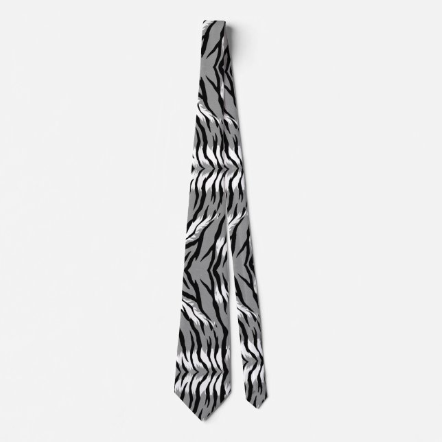 Ash Gray Tiger Skin Pattern Design  Neck Tie (Front)