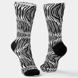 Ash Gray Tiger Skin Pattern Design Socks