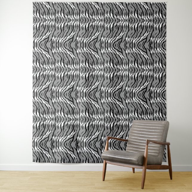 Ash Gray Tiger Skin Pattern Design  Tapestry (In Situ)