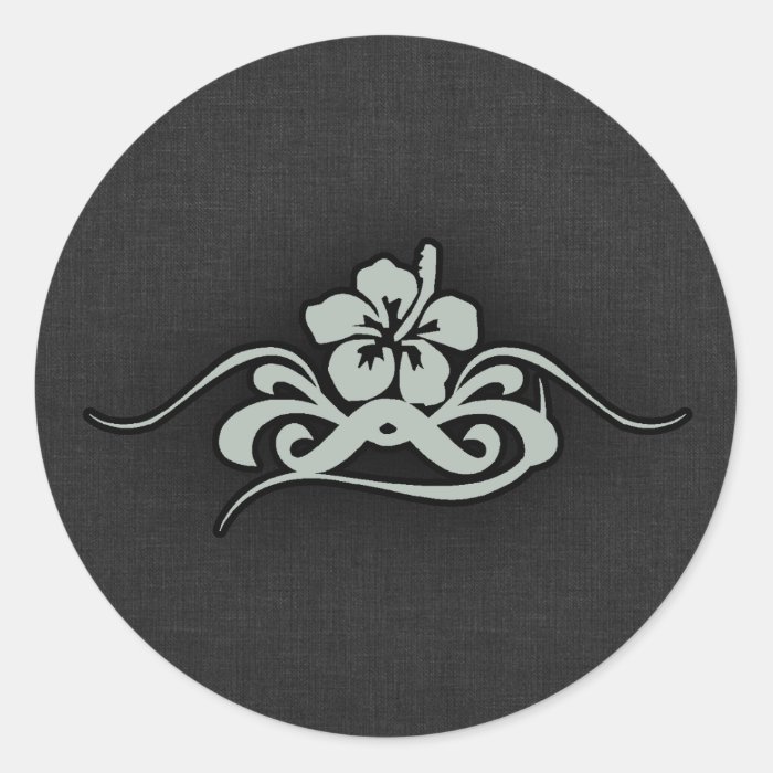 Ash Gray Tropical Hibiscus Round Stickers