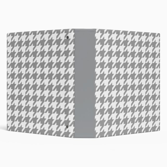 Ash Gray white Houndstooth Check 3 Ring Binder (Background)