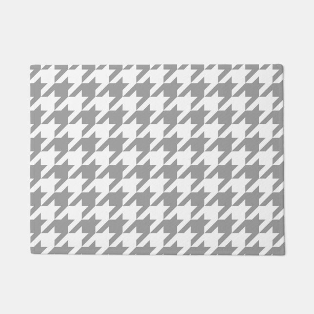 Ash Gray white Houndstooth Check Doormat (Front)