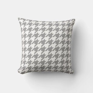 Ash Gray white Houndstooth Check Throw Pillow