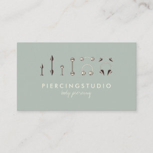 Ash Green Gray Ivory Body Piercing Business Card