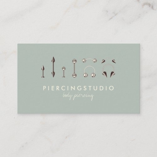 Ash Green Gray Ivory Body Piercing Business Card