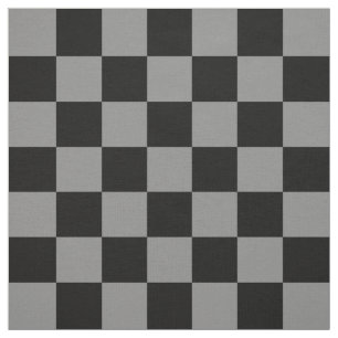 Ash Grey and Black Checker Pattern Textile Fabric