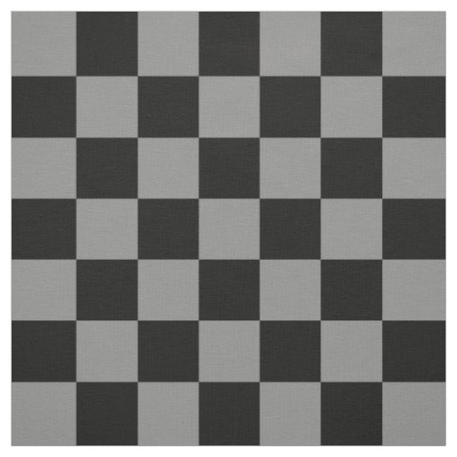 Ash Grey and Black Checker Pattern Textile Fabric